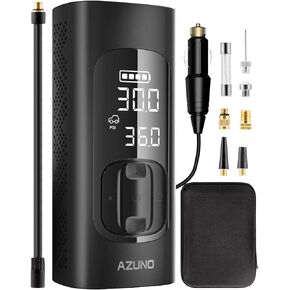 AZUNO Electric Bike Pump Tire Inflator, Rechargeable Bicycle Pump with 7800mAh Battery, and Type-C Charging, Presta and Schrader Valve, 150PSI