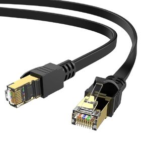 Cat 8 Ethernet Cable 100 Ft High Speed Flat Internet Cord Outdoor &Indoor Shielded Long LAN Network Patch Wire with Rj45 Connectors for Modem Gaming Laptop Computer PC 100Foot Black