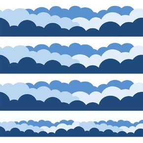 JarThenaAMCS 32.8Ft Blue Sky Clouds Bulletin Board Border Clouds Shape Die Cut Trim Border Roll for School Classroom Chalkboard Party Decoration
