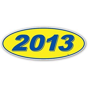 Oval Model Year Window Stickers (Blue Numbers on Yellow) (12 Per Pack) (2009)