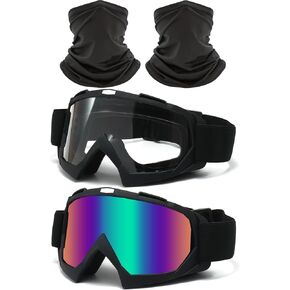 immoono 4Pcs Set, Dirt Bike Goggles with Face Cover Motorcycle Goggles ATV Motocross Riding Offroad Goggles for Adults Youth