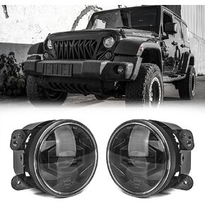 Riasdy Upgrade 4 Inch LED Fog Lights JK Fog Lights Compatible with Jeep Wrangler JK Unlimited JKU 2007-2017, 60W Front Bumper Fog Lights with DRL, Built-In EMC, Plug&Play (A Pair)