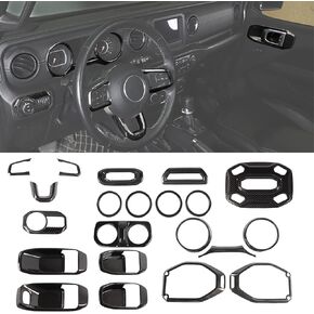 CheroCar 21PCS Full Set Interior Decoration Trim Kit for 2018-2021 Jeep Wrangler JL JLU & Gladiator JT Steering Wheel, Air Conditioning Vent, Reading Light, Speaker (Carbon Fiber)
