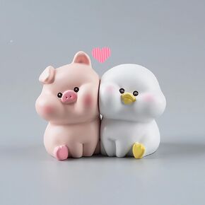 Cute Couple Car Dashboard Decorations Resin Animals Doll Figurines Love Together with Magnetic Face for Auto Interior Home Office Decor Accessories (Dog&Cat)