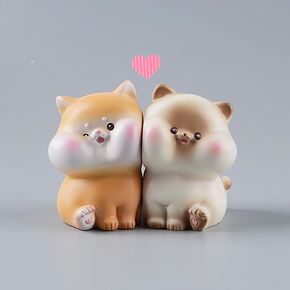 Cute Couple Car Dashboard Decorations Resin Animals Doll Figurines Love Together with Magnetic Face for Auto Interior Home Office Decor Accessories (Dog&Cat)