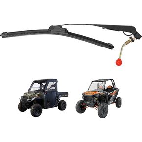 KEMIMOTO UTV Windshield Wiper Kit Hand Operated Manual Windshield Wiper for Hard Coated Or Glass Windshields Compatible with Maverick X3 Commander Defender Pro Golf Cart