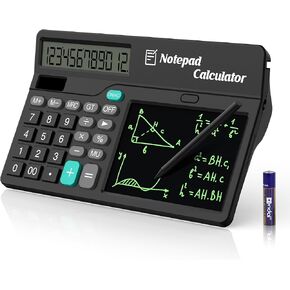 آلة حاسبة Wicue مع مفكرة وكمبيوتر لوحي للكتابة LCD، حاسبات مكتبية كبيرة الحجم ذات 12 رقمًا مع قلم مغناطيسي، تدعم الطاقة الشمسية والبطارية، آلة حاسبة متعددة الوظائف للمكتب والمدرسة والمنزل in Kuwait