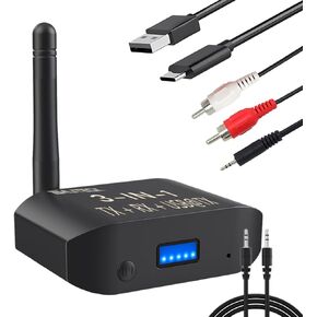 EMUTECK Bluetooth 5.3 Transmitter Receiver for TV to 2 Wireless Headphones, Long Range Dual Link AptX Low Latency, 3.5mm AUX for Home Stereo Speaker Car, USB Bluetooth Adapter for PC Laptop PS4 PS5