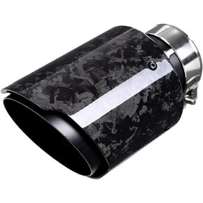 Car Forged Carbon Fiber Exhaust Pipe Muffler Tips with Black 304 Stainless Steel Tailpipe (inlet ID 2.5in, outlet OD 3.5in)