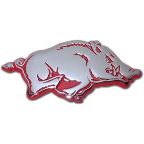 Arkansas UA Razorbacks Metal Auto Emblem with Red Trim