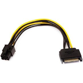 Monoprice SATA Cable - 0.67 Feet - Black | SATA 15pin to 6pin PCI Express Card Power Cable
