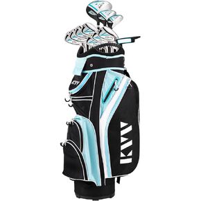 KVV Women’s Complete Golf Clubs Package Set Includes Driver, Fairway, Hybrid, 5#-P# Irons, Putter, Cart Bag, Head Covers, Right Handed