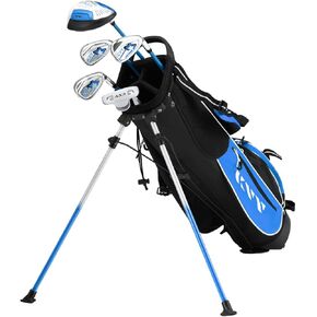 KVV Junior Complete Golf Club Set for Kids/Children Right Hand, Includes Oversize Driver, Irons, Putter, Head Cover, Portable Golf Stand Bag