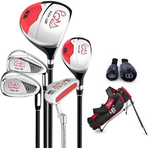 PGM Junior Golf Club Complete Set for Children Kids, 5 Golf Clubs with Stand Bag and 2 Headcovers for Boys & Girls, Right Hand