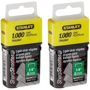 Stanley TRA204T 1/4 Inch Light Duty Narrow Crown Staples, Pack of 1000(Pack of 2000)