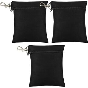 3 Pcs Golf Tee Bag 6.69 x 5.51 Inch Zipper Golf Ball Clip Pouch Bag Utility Golf Tee Holder with Metal Lobster Claw Clip Golf Valuables Pouch Golf Accessory Bag for Men Women