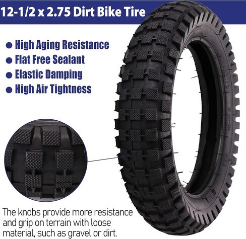 LotFancy 12.5x2.75 (12-1/2x2.75) Tire & Inner Tube Set for Razor MX350 MX400 Dirt Rocket, X-Treme X-560 - Heavy Duty Scooter Tire Tube for Mini Pocket Bikes in Saudi Arabia