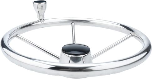 عجلة قيادة قارب من الفولاذ المقاوم للصدأ مقاس 13-1/2 بوصة من NovelBee، عجلة قيادة بحرية بنمط مدمر بخمسة قضبان مع مقبض تحكم وغطاء مركزي بلاستيكي in Kuwait