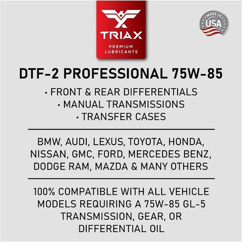 TRIAX DTF-2 Professional 75W-85 GL-5 - Full Synthetic Differential & Drive Train Fluid, Lifetime Fill, Limited Slip Ready (1 Quart) in Saudi Arabia