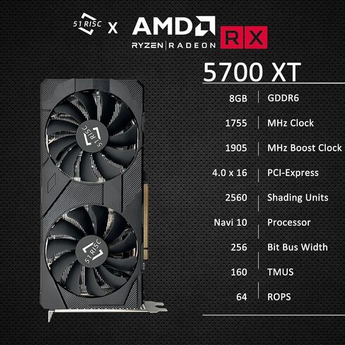 Radeon RX 5700 XT Graphics Card, 8GB GDDR6 256bit PCIe 4.0 x16 Boost Clock 1905MHz DP x3 HDMI 1080P 1440p Video Gaming Card 8K Resolution Support Radeon RX 5700 XT 8GB in Saudi Arabia
