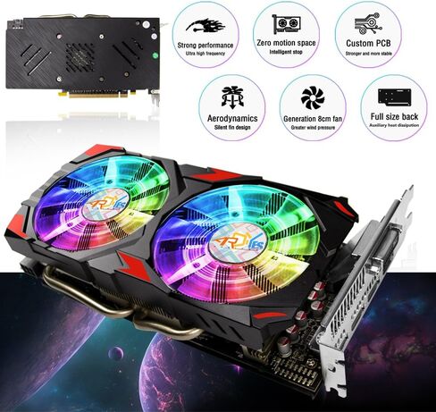 بطاقات رسومية ARDIYES RX 580 (مع مراوح ARGB)، 2048SP، 8 جيجابايت، GDDR5، 256 بت، بطاقة فيديو ألعاب الكمبيوتر، 2XDP، HDMI، PCI Express 3.0 مع إيقاف مروحة التجميد لوحدة معالجة الرسومات لألعاب الكمبيوتر المكتبي in Kuwait