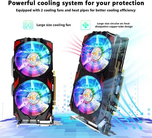 بطاقات رسومية ARDIYES RX 580 (مع مراوح ARGB)، 2048SP، 8 جيجابايت، GDDR5، 256 بت، بطاقة فيديو ألعاب الكمبيوتر، 2XDP، HDMI، PCI Express 3.0 مع إيقاف مروحة التجميد لوحدة معالجة الرسومات لألعاب الكمبيوتر المكتبي in Kuwait