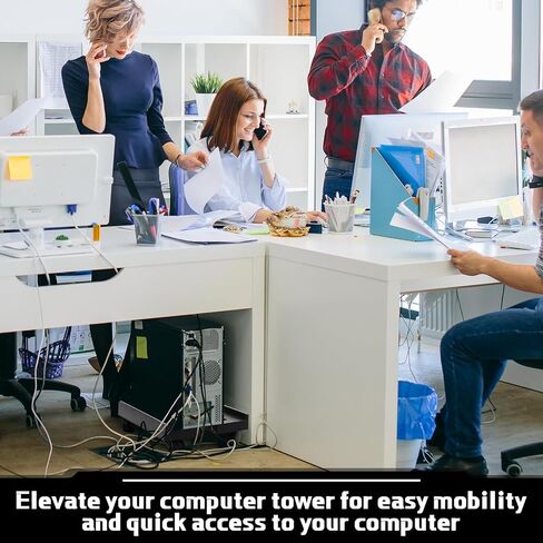 Barydat 2 Pcs Adjustable Computer Tower Stand 7.87-11.81'' Width Mobile CPU Stand Ventilated PC Stand for Under Desk with Rolling Caster Wheels for Gaming Office Home Students Gamers, Black in Saudi Arabia