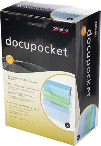 Deflecto Office DocuPocket 73604, Wall File Organizer, Stackable, Letter Size, Black, Set of 3, 13"W x 7"H x 4"D in Saudi Arabia