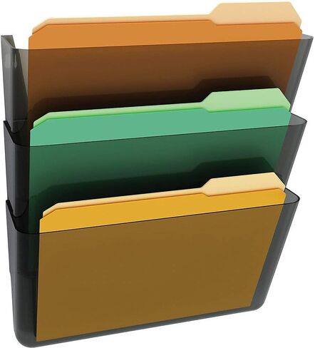 Deflecto Office DocuPocket 73604, Wall File Organizer, Stackable, Letter Size, Black, Set of 3, 13"W x 7"H x 4"D in Saudi Arabia