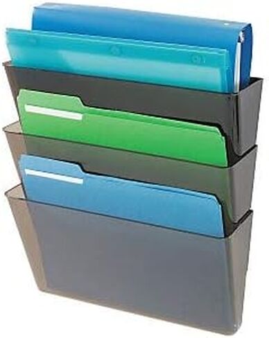 Deflecto Office DocuPocket 73604, Wall File Organizer, Stackable, Letter Size, Black, Set of 3, 13"W x 7"H x 4"D in Saudi Arabia