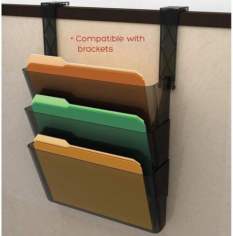 Deflecto Office DocuPocket 73604, Wall File Organizer, Stackable, Letter Size, Black, Set of 3, 13"W x 7"H x 4"D in Saudi Arabia