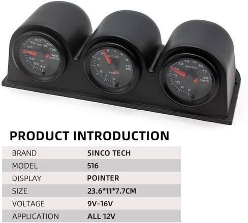 SINCO TECH OBDII 52MM 7 Color Backlight Meter RPM Water Temperature Voltage Gauge in Saudi Arabia