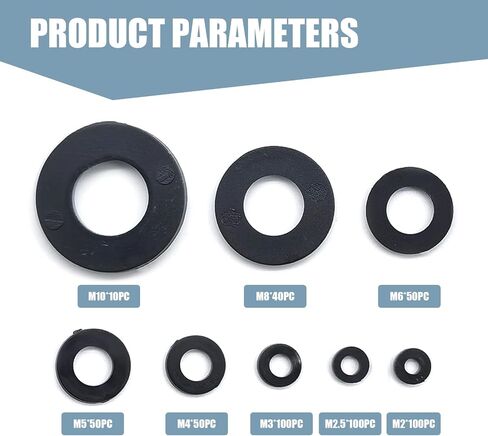 Pack-500 Nylon Washers, O-Shape Rings, Plastic Sealing Rings Assortment Kit, Flat Round Washers Set, Insulation Repair Tools, Gasket Replacements, Universal for Most Cars, Trucks (Black) in Saudi Arabia