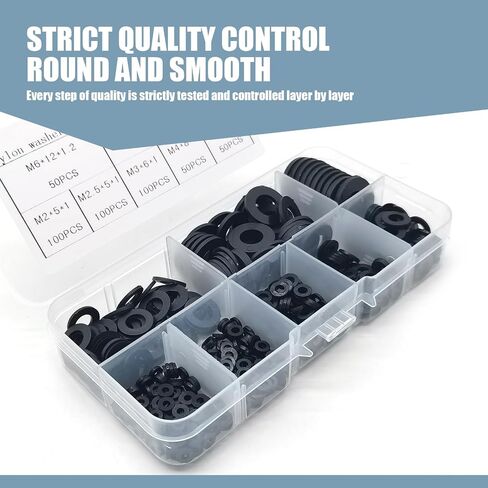 Pack-500 Nylon Washers, O-Shape Rings, Plastic Sealing Rings Assortment Kit, Flat Round Washers Set, Insulation Repair Tools, Gasket Replacements, Universal for Most Cars, Trucks (Black) in Saudi Arabia