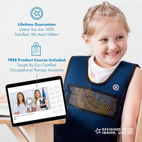 Harkla Weighted Vest for Kids - Neoprene Compression Vest - Ages 5 to 9 - Adjustable Kids Weighted Vest with 2lb weight - Breathable and Washable Compression Vest - Medium in Saudi Arabia