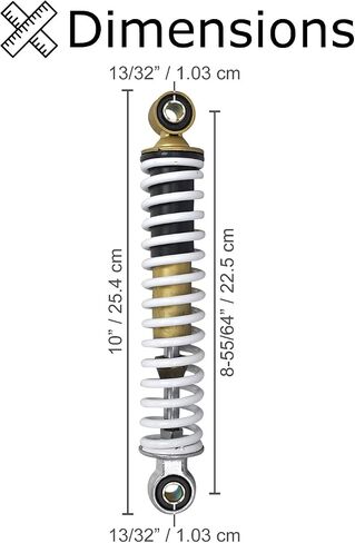 AlveyTech Rear Shock for Coleman KT196, Essential Coleman KT196 Parts for Serious Go-Kart Enthusiasts, White & Gold Sleek Durable Design, Replacement Go Kart Shocks in Saudi Arabia