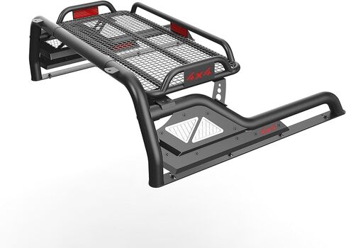 Kehosx Black Roll Bar، حامل السرير، حامل البضائع، سلة الأمتعة، تخزين متوافق مع دودج رام، فورد، نيسان، جي إم سي، تويوتا، شيفروليه، شريط رول أسود مع سلة البضائع in Kuwait