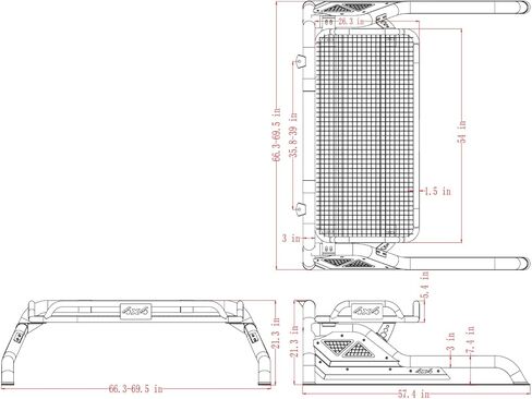 Kehosx Black Roll Bar، حامل السرير، حامل البضائع، سلة الأمتعة، تخزين متوافق مع دودج رام، فورد، نيسان، جي إم سي، تويوتا، شيفروليه، شريط رول أسود مع سلة البضائع in Kuwait