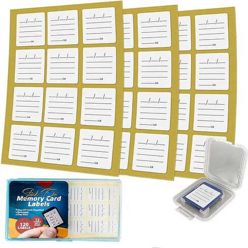 (120 Count) SD Card Labels Flash Drive Labels Stickers with 6 Free SD Card Cases & Container Multi-use Writable & Removable Stick-On Camera Memory Card Labels in Saudi Arabia
