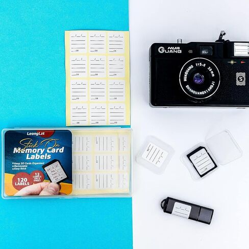 (120 Count) SD Card Labels Flash Drive Labels Stickers with 6 Free SD Card Cases & Container Multi-use Writable & Removable Stick-On Camera Memory Card Labels in Saudi Arabia