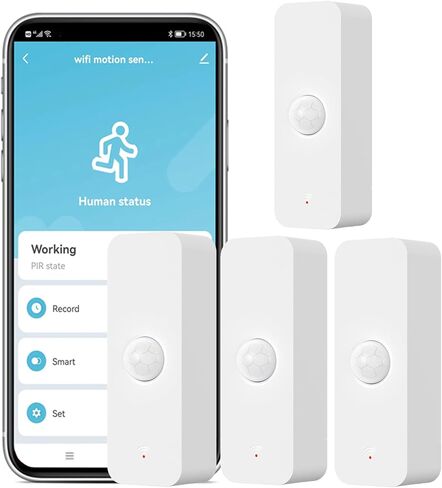 Smart PIR Motion Sensor: WiFi Motion Detector with App Notification Alerts, Wireless Contact Sensor for Home Security and Smart Home Automation, No Hub Required, Compatible with Alexa in Saudi Arabia