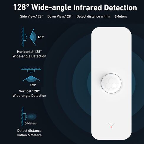 Smart PIR Motion Sensor: WiFi Motion Detector with App Notification Alerts, Wireless Contact Sensor for Home Security and Smart Home Automation, No Hub Required, Compatible with Alexa in Saudi Arabia