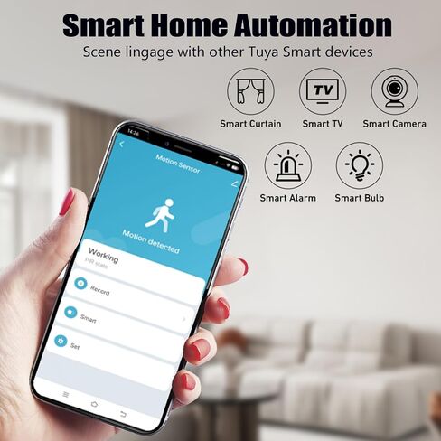 Smart PIR Motion Sensor: WiFi Motion Detector with App Notification Alerts, Wireless Contact Sensor for Home Security and Smart Home Automation, No Hub Required, Compatible with Alexa in Saudi Arabia