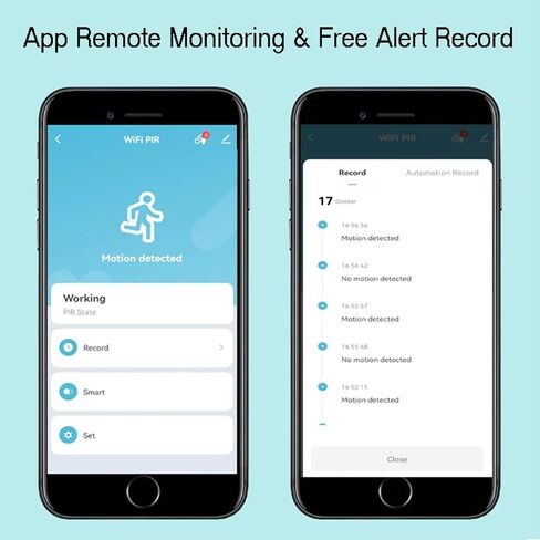 Smart PIR Motion Sensor: WiFi Motion Detector with App Notification Alerts, Wireless Contact Sensor for Home Security and Smart Home Automation, No Hub Required, Compatible with Alexa in Saudi Arabia