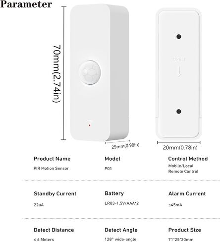 Smart PIR Motion Sensor: WiFi Motion Detector with App Notification Alerts, Wireless Contact Sensor for Home Security and Smart Home Automation, No Hub Required, Compatible with Alexa in Saudi Arabia