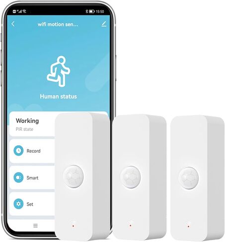 Smart PIR Motion Sensor: WiFi Motion Detector with App Notification Alerts, Wireless Contact Sensor for Home Security and Smart Home Automation, No Hub Required, Compatible with Alexa in Saudi Arabia