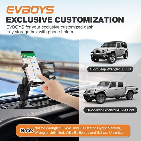 حامل الهاتف Wrangler JL Gladiator Phone Mount JT Dash Mount Platform حامل الهاتف الخليوي لعام 2018+ Wrangler JL حامل الهاتف Mount& 2020+ Gladiator JT(ليس لـ 4xe) متوافق مع الأجهزة المتعددة in Kuwait