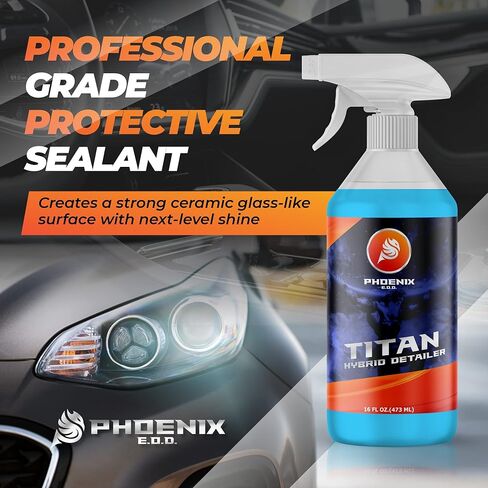 Titan Hybrid Detailer (16oz) - بخاخ تفاصيل طلاء السيراميك الهجين الذي يلمع وينظف ويحمي - طلاء علوي لغسيل السيارات وواقي الطلاء - يدوم لفترة أطول من شمع السيارة in Kuwait