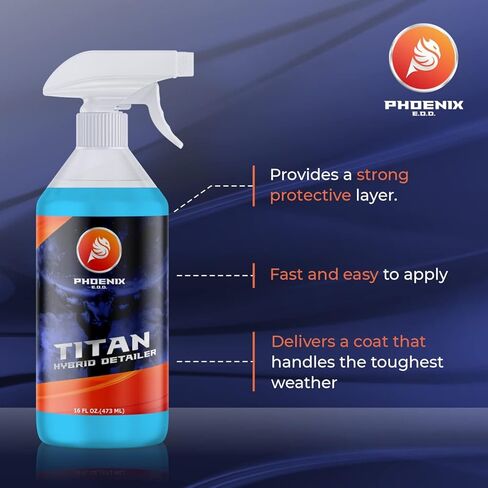 Titan Hybrid Detailer (16oz) - بخاخ تفاصيل طلاء السيراميك الهجين الذي يلمع وينظف ويحمي - طلاء علوي لغسيل السيارات وواقي الطلاء - يدوم لفترة أطول من شمع السيارة in Kuwait