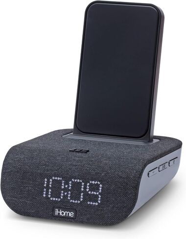 iHome Alarm Clock with Wireless Charging, USB Charging, and Bluetooth Speaker, Digital Alarm Clock for Bedroom, Home Office, or Dorm (IBTW20BX) in Kuwait